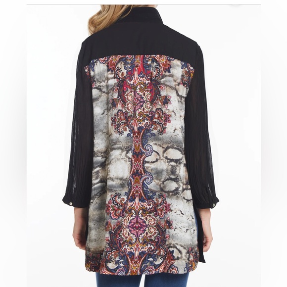 JOHN MARK Boho Crochet Art To Wear Tunic Top NEW - Picture 2 of 9